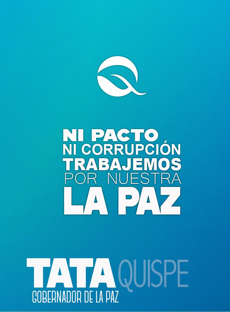 #NiPacto
#NiCorrupcion
Trabajaremos por nuestra #LaPaz

#TataGobernador
#TataQuispe