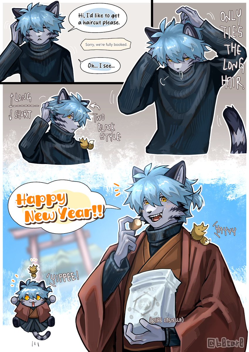 b0tar0's tweet image. Happy New Year, everyone!
My first drawing of the year with a limited time hairstyle.
YIPPEEEE!