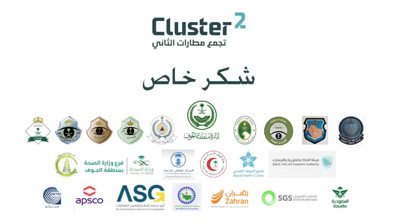 شهادة شكر خاصة لجميع الجهات المشاركة بالفرضية المنفذة بمطار الجوف