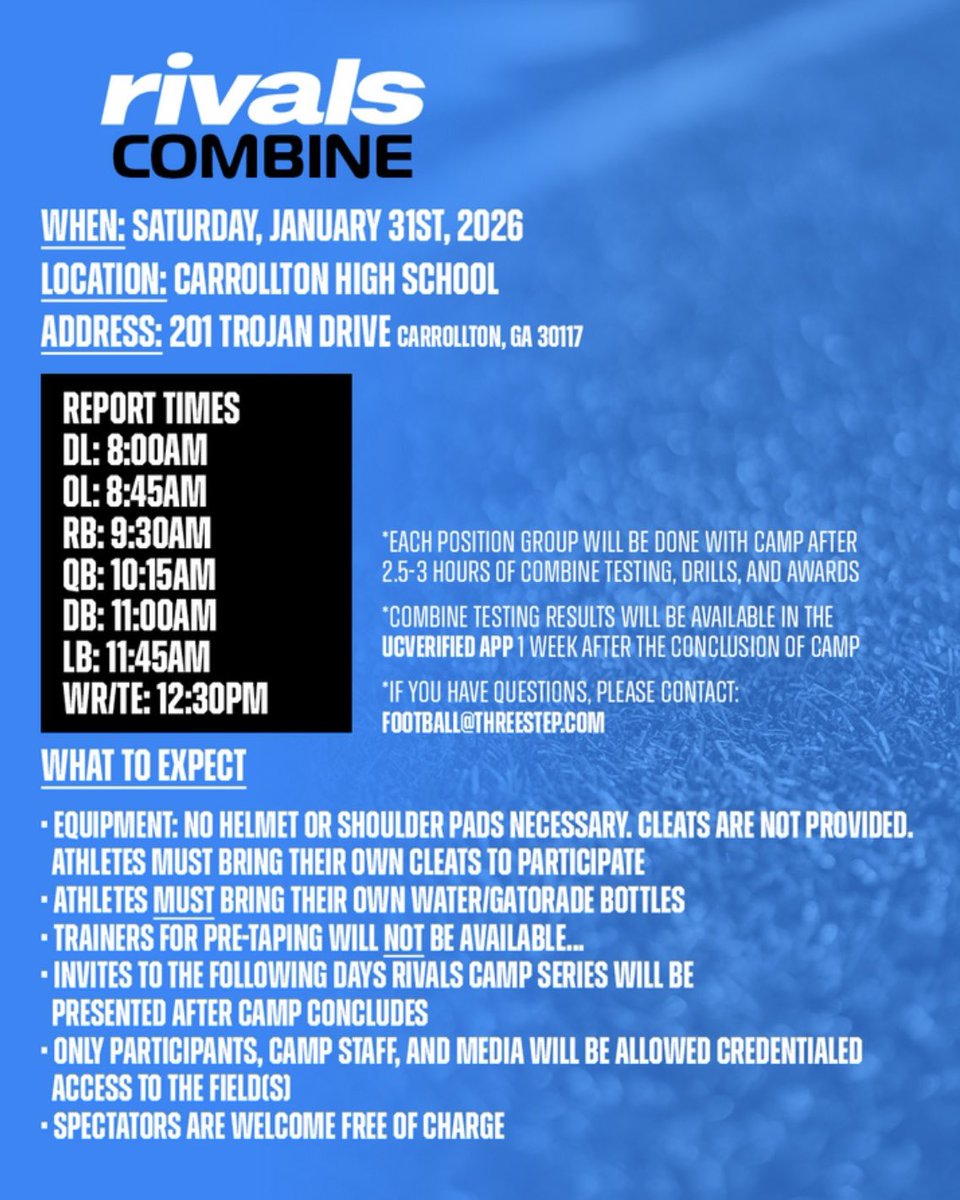 mjsingleton22's tweet image. We going to rivals combine Jan 31 2026. @class2029 @Rivals @EveretteSands @KirbySmartUGA @CoachJackson16 @BDunnsports @CoachSBeamer @@WardlawPreps @JeffCotton89 @Ry_Beard