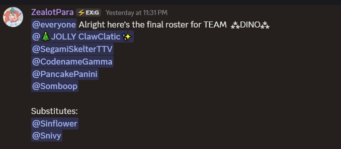 ZealotPara's tweet image. TEAM ⁂DINO⁂ HAS BEEN SECURED!
MASSIVE thanks once again to @AvantVII  for inviting me to the PRIMA X 1UP Invitational!
I'm still looking for substitutes, so feel free to join the discord and ping me in the server or dm me if you're interested!
Tune in Jan 17th 3pm CST!!!