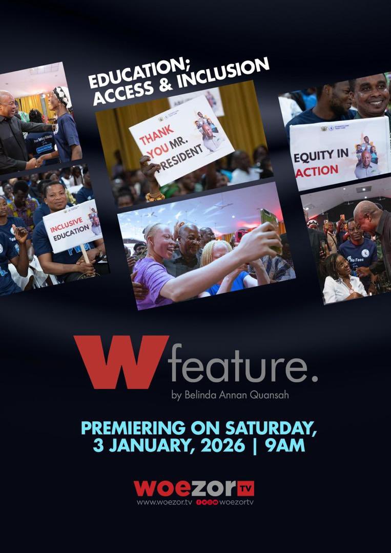 ghanaian_bell's tweet photo. What does the launch of the Free Tertiary Education Programme mean for the future of students with disabilities? 🎓💡

Let’s delve deeper in this feature story, today, 3rd January, 2026 at exactly 9:00am on WoezorTv.

#WFeature #BelindaAnnanQuansah #PersonswithDisability  #WoezorTv