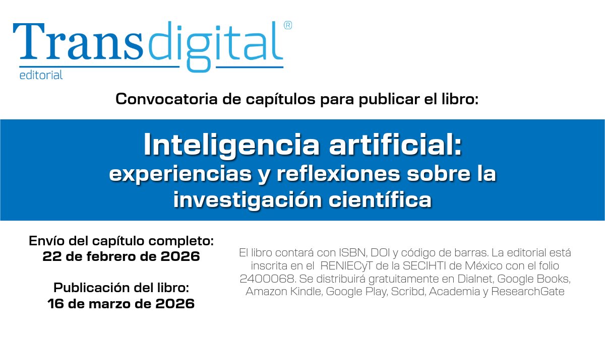 CONVOCATORIA para enviar capítulos de libro. Se garantiza la publicación el 16 de marzo de 2026.