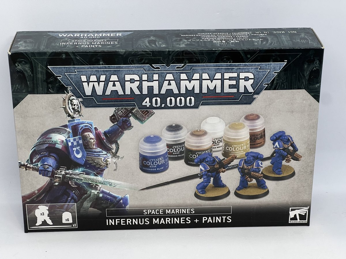 ウォーハンマー シタデルカラー未開封品セット ウォーハンマー 40k、シタデルカラーと筆とミニチュアがセットになって