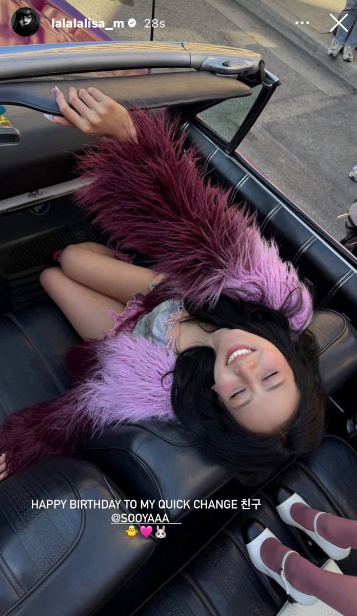 #LISA IG story update:

“HAPPY BIRTHDAY TO MY QUICK CHANGE MATE (FRIEND)
 SOOYAAA__ 🐥💗🐰”

<a href="/wearelloud/">LLOUD</a>