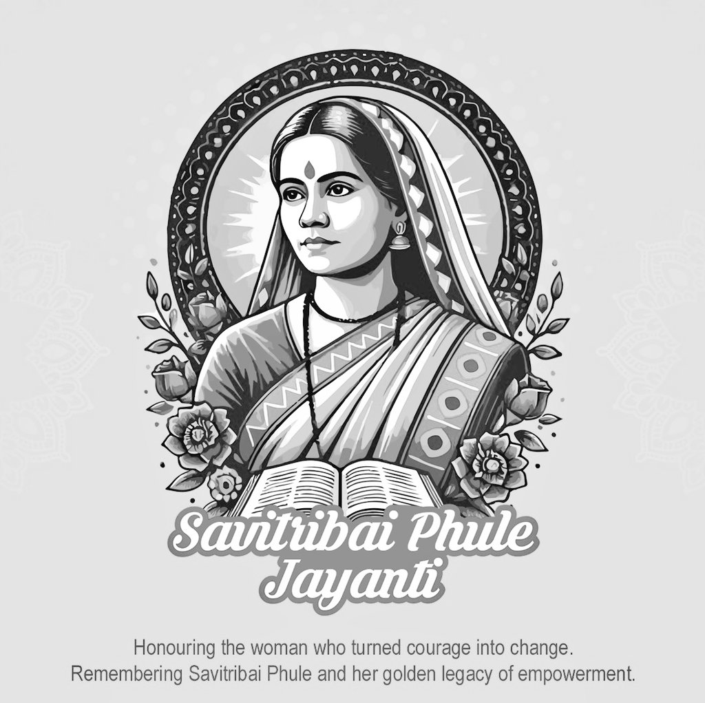 ansinghania2012's tweet photo. Savitribai Phule’s life serves as a reminder that genuine progress starts when we fuel dreams with bravery and opportunity. On her Jayanti, we honor her steadfast commitment to education, equality, and upliftment.
#savitribaiphulejayanti 
#SavitribaiPhule 
#2025 https://t.co/9D2ZsivYsm