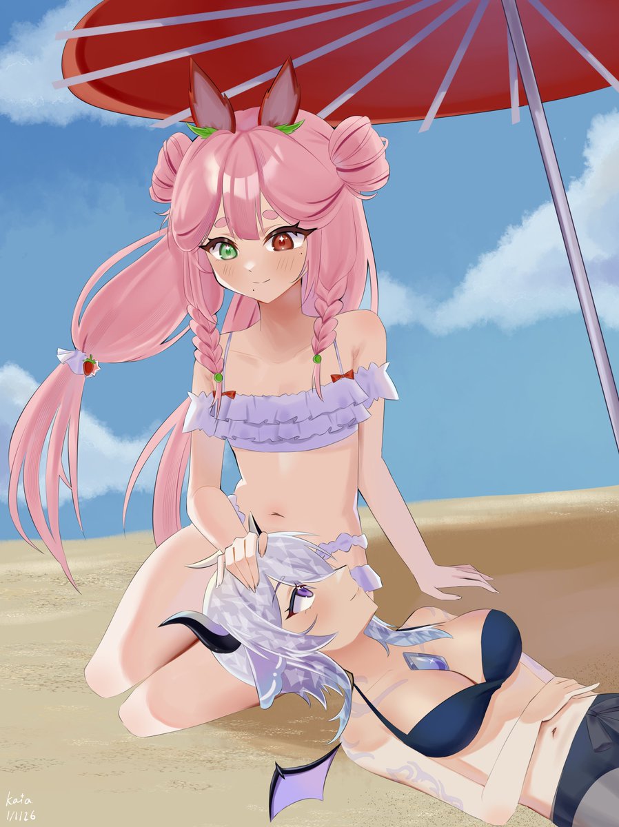 Konclavier's tweet photo. Exercising my free will by posting more summer-themed ParFate art even though it's January. Let it warm your heart during these cold winter months. Weh~
ParFate art 4 of ??
Art by @/healkaia
#TokaTaste #YuiDelight https://t.co/kQFjmuOMac