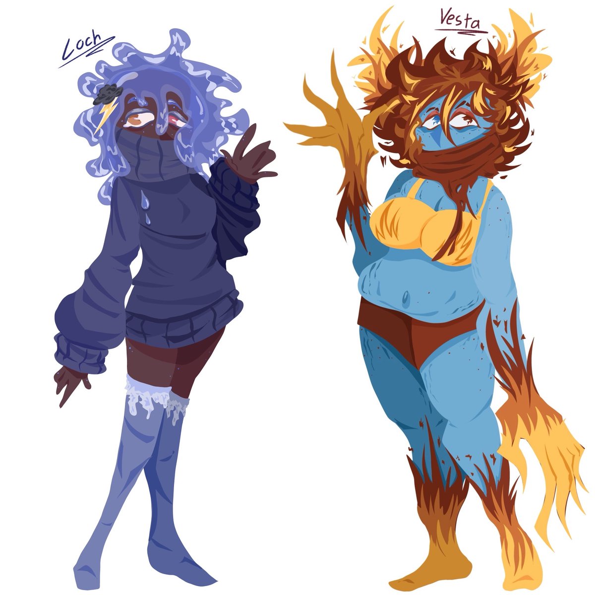 Redesigned some old ocs of mine
 
Left side is old
Right side is new 
#ocart #oc
