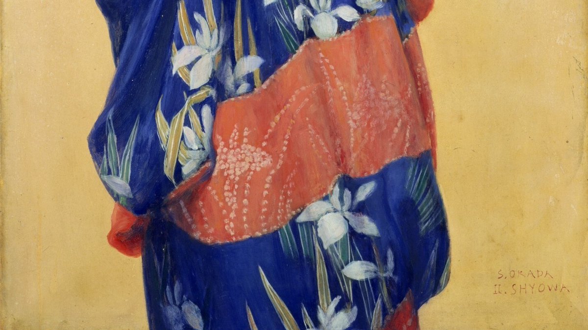 華やかな着物を目にする機会も多いお正月👘岡田三郎助による《あやめの