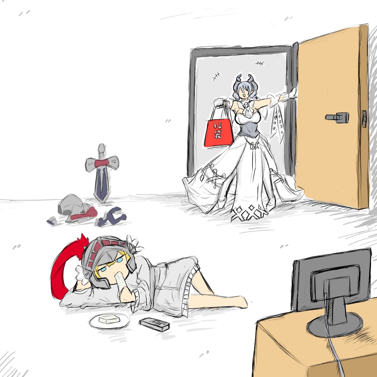 mrimoritkg's tweet image. 正月はゆっくりしたい騎士様と
押しかけラビュリンス