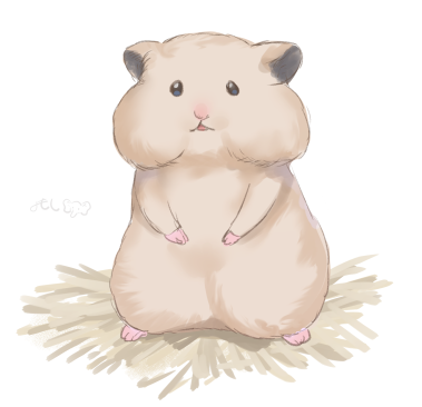 「描き初めお題①ハムスター 描き初めお題②お餅を食べる品川くん」|よものイラスト