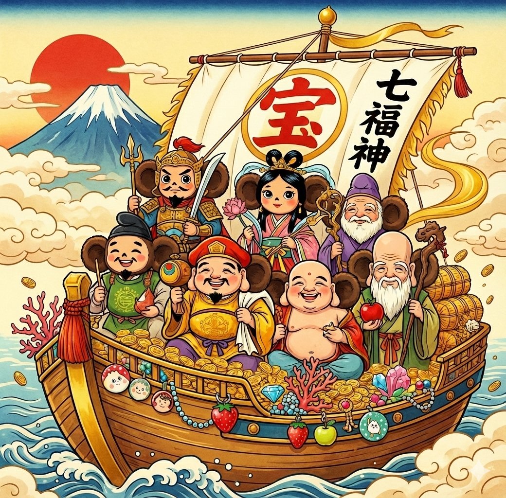 招福 しちぇ福神の宝船図🧧 #七福神 #ChatGPT #Gemini