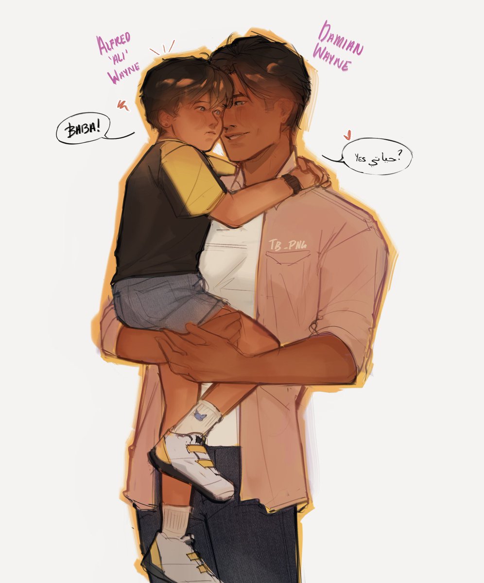 tb_png's tweet image. quick silly doodle of damian and his son &amp;lt;3 #DamianWayne