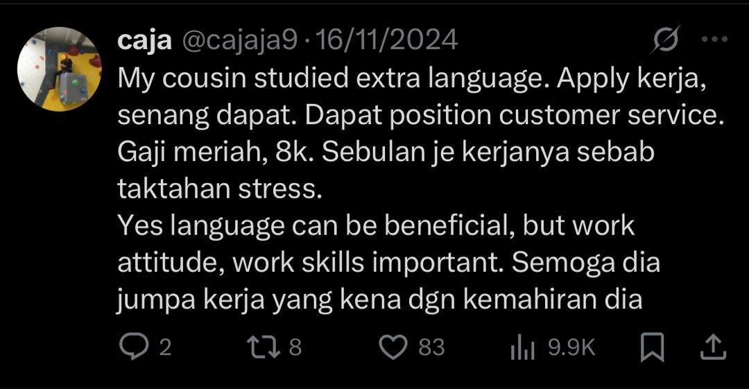 tattyhassan's tweet image. Lepas baca tweets ni, rasa macam memang kena daftar kelas ni 🥹

Ramai cakap kalau nak income lebih baik, kena ada bahasa tambahan. Jadi RM35 untuk 4 kelas sebulan tu kira berbaloi ke tak? Tengok review, semua kata best.