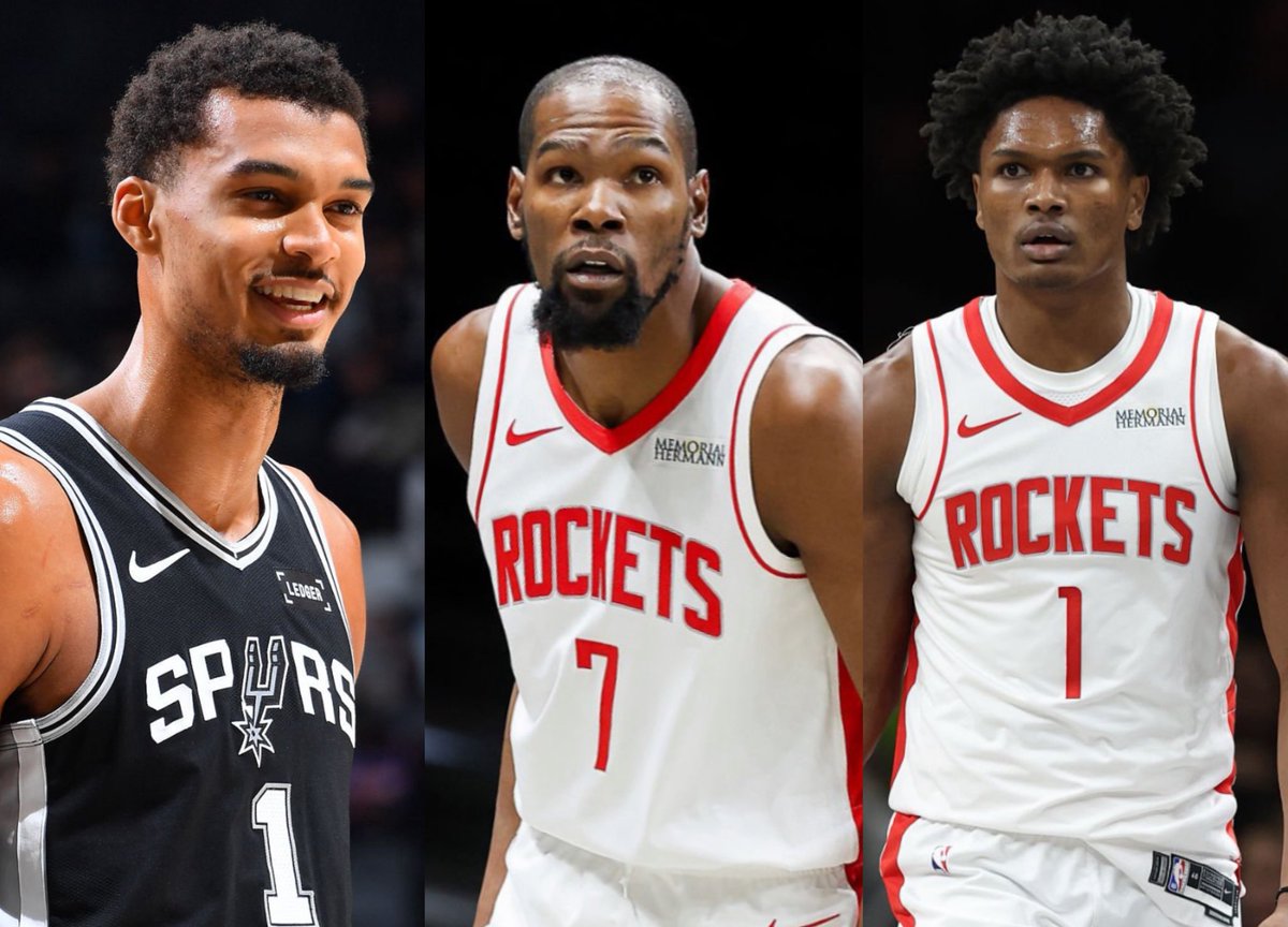 BradeauxNBA's tweet image. The top 3 defensive FG%’s in the NBA:

1. Wembanyama (38.1%)
2. Kevin Durant (40.5%)
3. Amen Thompson (41.3%)

(Via NBA.com | Min. 250 FGA)