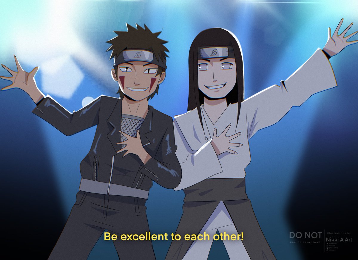 For context, back when I was in high school , I watched these Naruto  abridged videos and for some reason, Kiba and Neji were dubbed like Bill  and Ted and it always, image size:1199x872