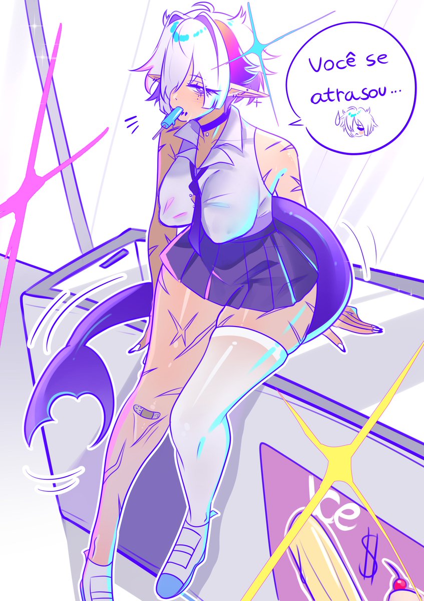 Mas.. Até que você fica bem nessa roupa.. Não que eu tenha gostado ou algo do tipo- 
🦈
#art