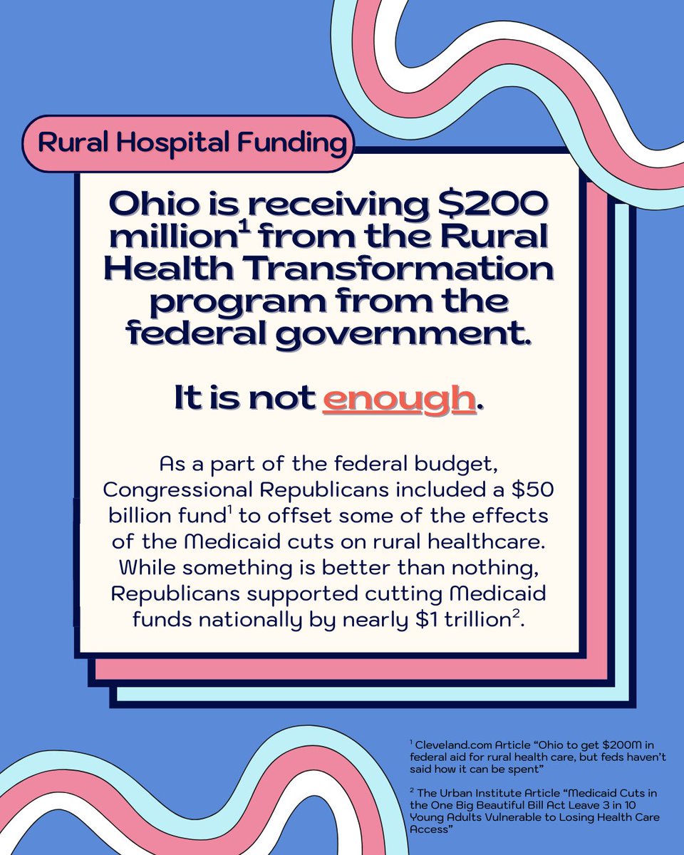 AnitaSomaniMD's tweet image. This week, it was announced that Ohio will be receiving $200 million from the Rural Health Transformation Program. This is nowhere near enough to make up for the catastrophic cuts to Medicaid at the federal level.