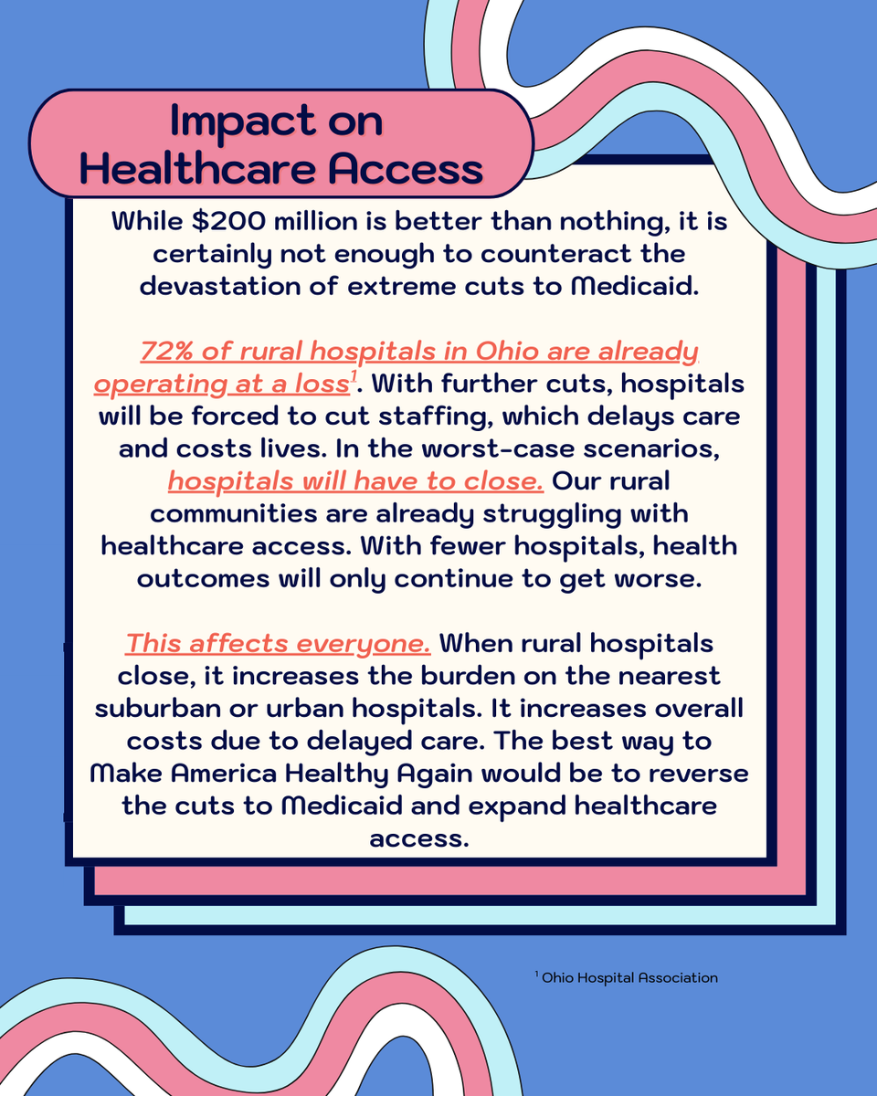 AnitaSomaniMD's tweet image. This week, it was announced that Ohio will be receiving $200 million from the Rural Health Transformation Program. This is nowhere near enough to make up for the catastrophic cuts to Medicaid at the federal level.
