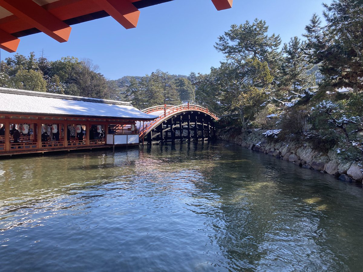 昨日広島も珍しく雪が積もりました。
というわけで！
初詣も兼ねて雪の宮島！！
広島自体⛄️が積もるのが年に数回程度なので激レアです！！