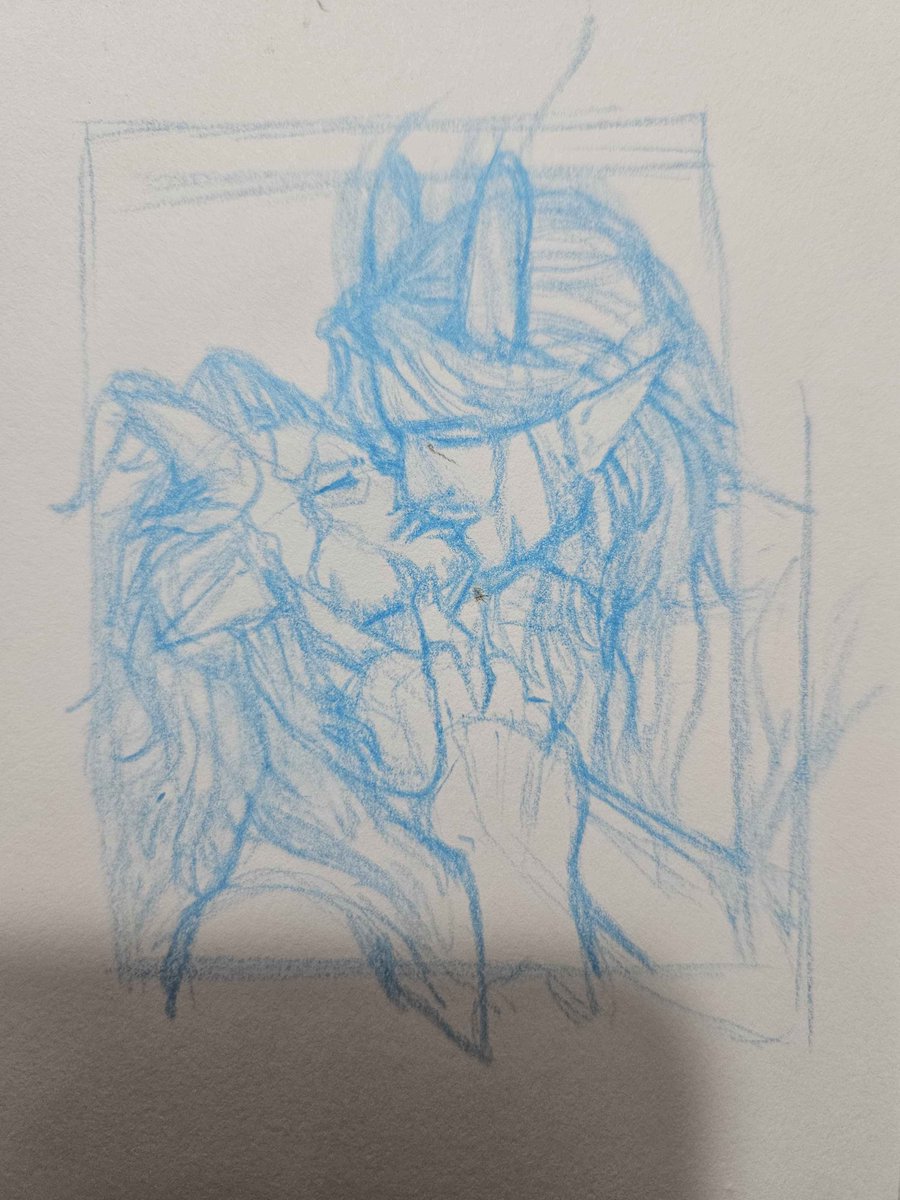 Yet another wip haha this is my dnd character Rowdyn (left) and his patron Levistus. I don't care if the 'fucking your patron' trope is overdone, it's hot and I like it, so shush. started as the included paper sketch.

#art #digitalart #dndart