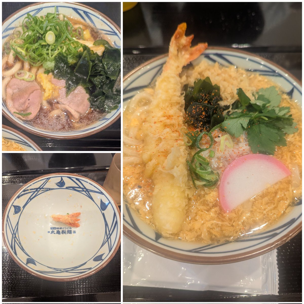 #大海老天と本ずわい蟹の玉子あんかけうどん
#鴨ねぎうどん
#丸亀製麺
丸亀うどん初め2026✨️
最近お気に入りのわかめとショウガを少し入れて食べました😋