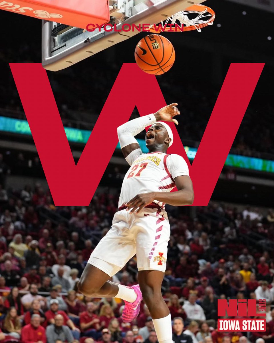 IowaStNILStore's tweet photo. starting 2026 with a dub !🌪️

#cyclonenation #cyclonembb #dub #iowastatembb #big12basketball https://t.co/tcjpIot4Ni