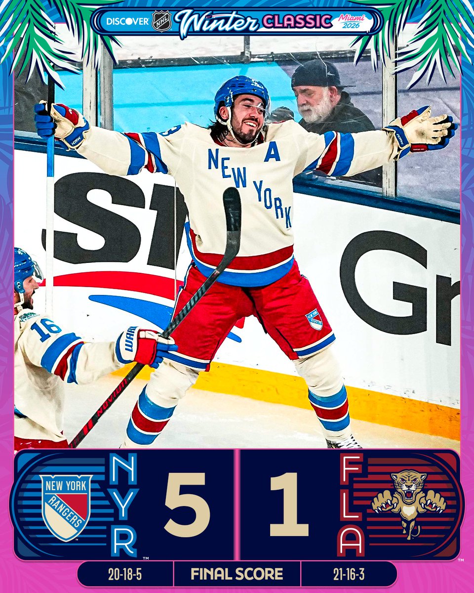 NHL's tweet image. THE RANGERS TAKE THE #WINTERCLASSIC!! 🗽