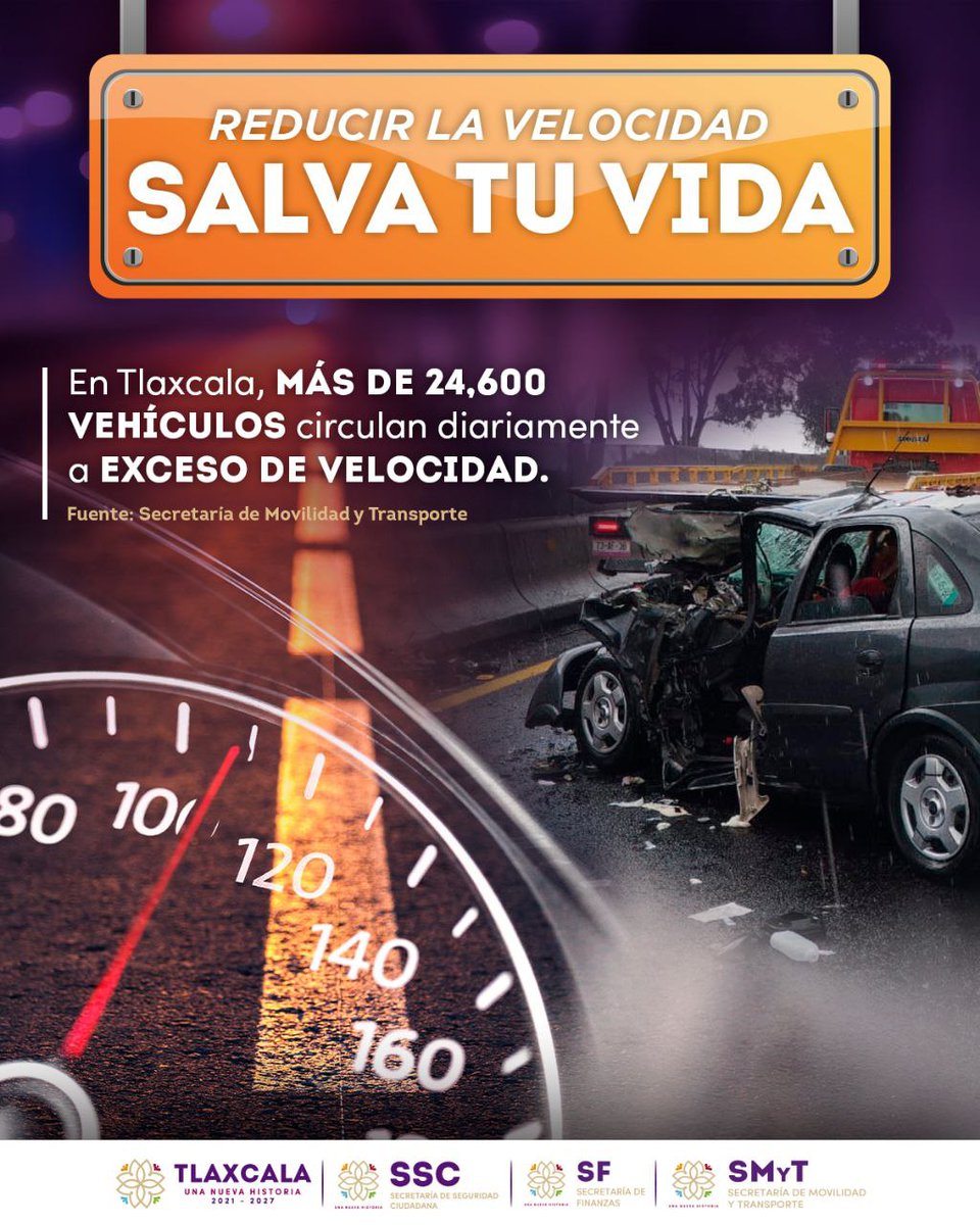 GobTlaxcala's tweet image. 📊 En Tlaxcala, más de 24,600 vehículos circulan diariamente a exceso de velocidad.
🚦 Conducir responsablemente puede hacer la diferencia entre llegar seguro o no llegar.
#UnaNuevaHistoria
#ConduceSeguro