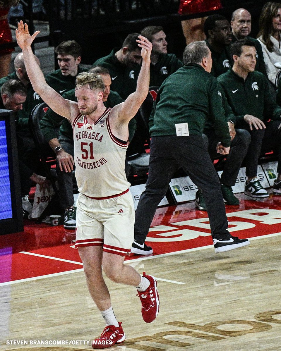 SportsCenter's tweet image. THE CORNHUSKERS ARE A PROBLEM ‼️ 

Nebraska moves to 14-0 for the first time in program history with a win over No. 9 Michigan State 😤