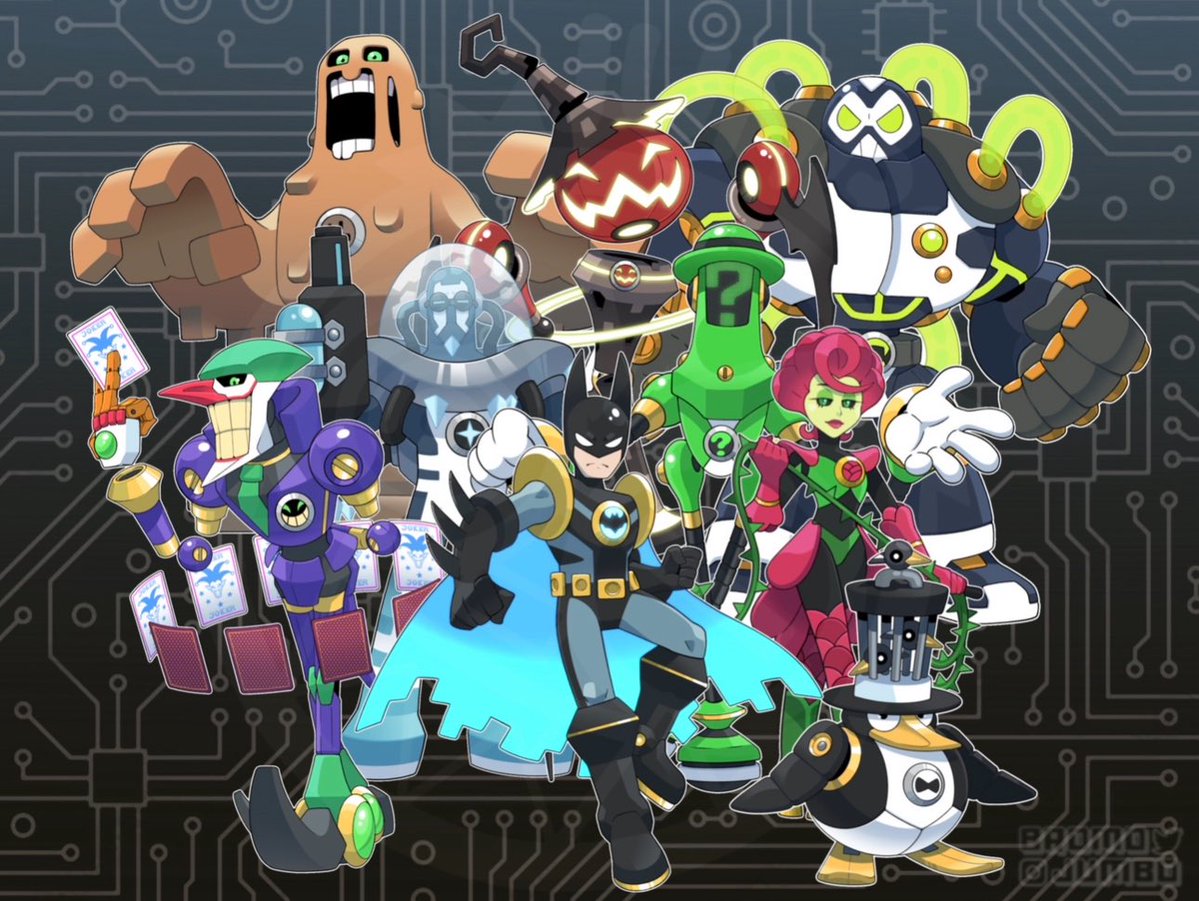 bromojumbo's tweet image. Seeing everyone’s Megaman boss designs has made me wanna revisit the crossover series I was doing where I turned Batman and his rogues gallery into Net Navi’s