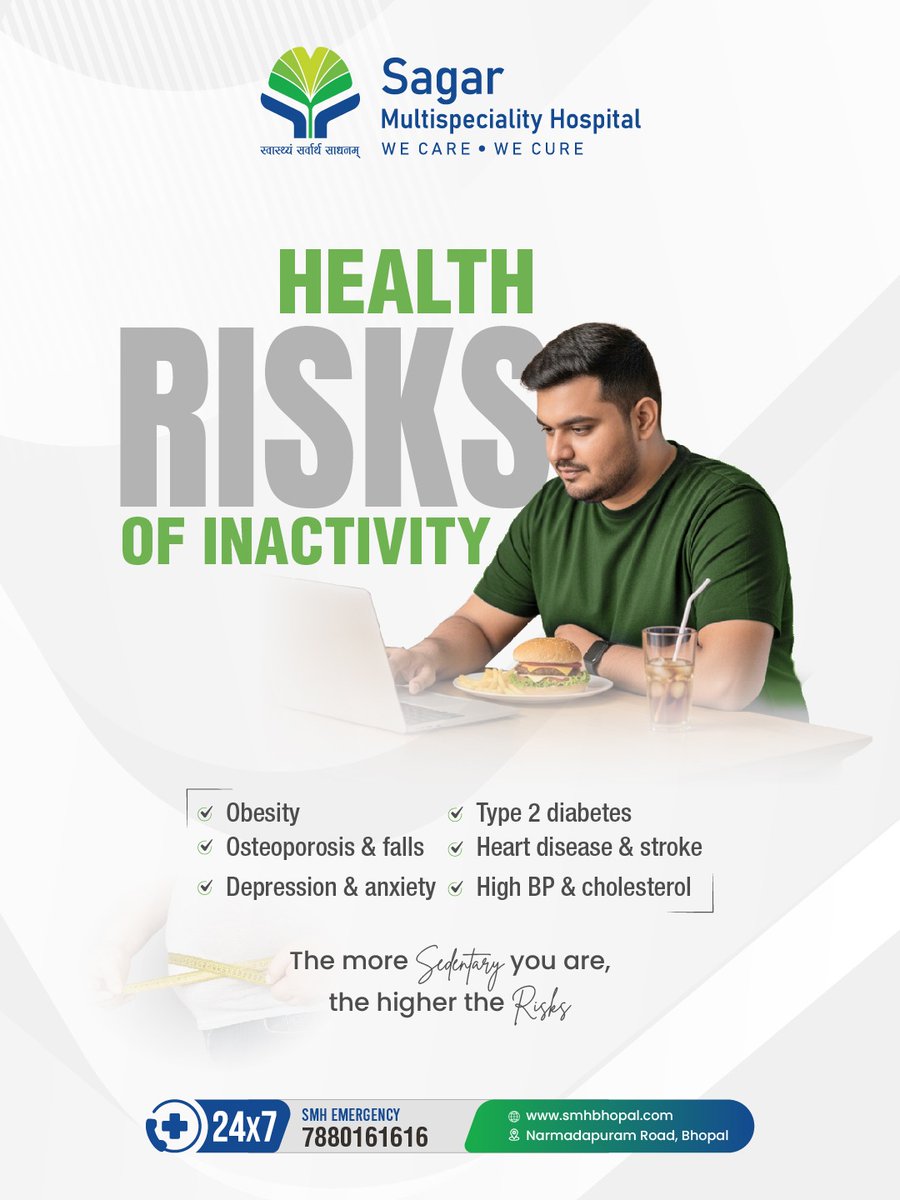 smhbhopal's tweet photo. A sedentary routine doesn’t show its impact overnight—but it quietly adds up over time.

Small, consistent movements through the day can make a real difference to your long-term health.

#MoveMoreLiveBetter #ActiveLifestyle #PreventiveHealth #HealthyHabits #SMHBhopa https://t.co/qfeN8F9vhq