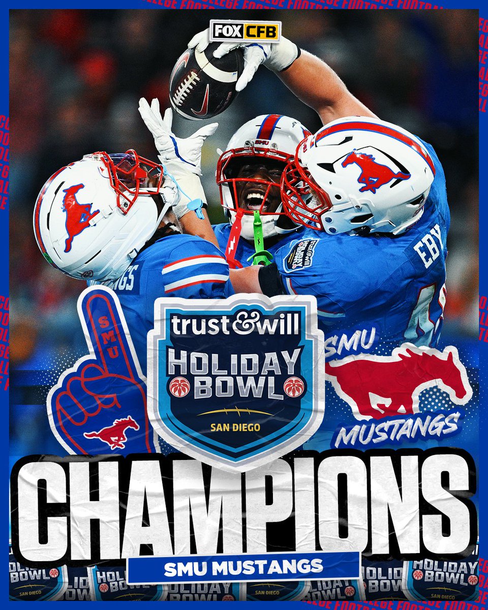 CFBONFOX's tweet image. The SMU Mustangs are the @holidaybowl champions! 🐴🙌