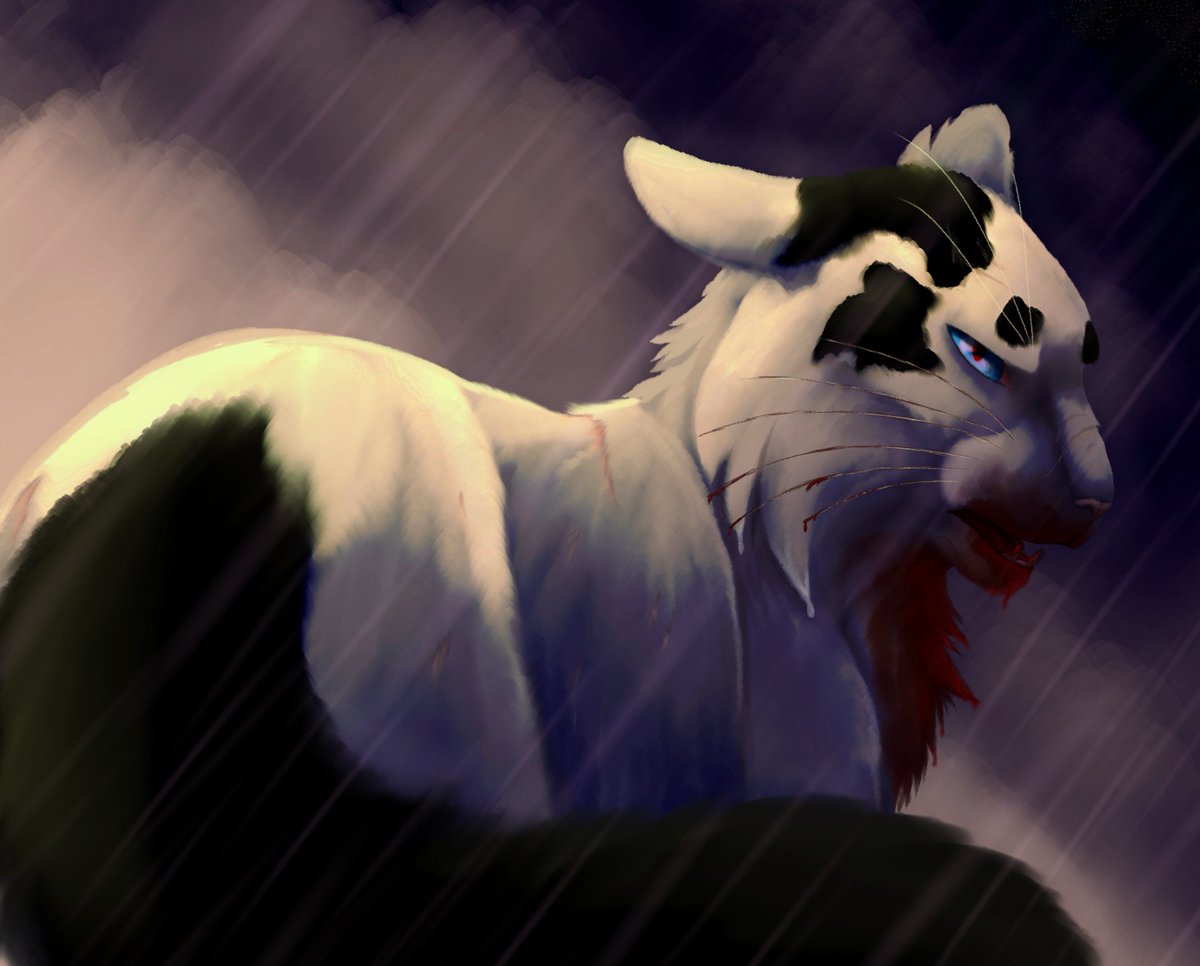 "Darktail didn't reply. For a moment he stood motionless over Bouncefire's body, his jaws still red with the ginger tom's blood. He looks like a killer, Hawkwing thought in a whirl of confusion and grief. Who is this cat?"

In honor of Darktail's Judgment cover being revealed :D