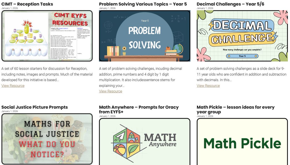 MathsWithMrHill's tweet image. I have had some time to collate and update my maths resources for primary. Lots of links to great sites and pdfs, particularly for problem solving and puzzling from EYFS to Y6 🌍mathsbtc.com/resources/ #PrimaryMaths #MathsEDU #primaryeducation
