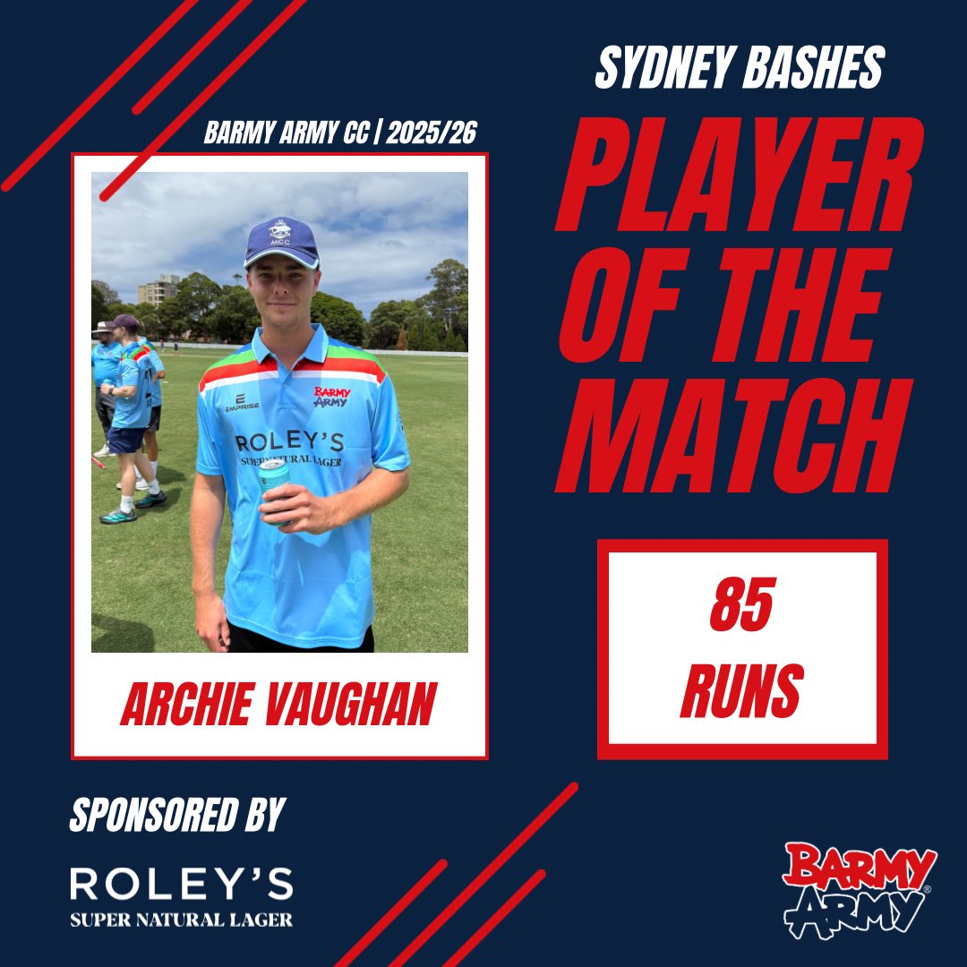 TheBarmyArmy's tweet photo. 8๏ธโฃ5๏ธโฃ runs - and what a performance ๐
Archie Vaughan is our Roleyโs Player of the Match ๐ด๓ ง๓ ข๓ ฅ๓ ฎ๓ ง๓ ฟ๐
#Bashes https://t.co/40yw4dTqBx