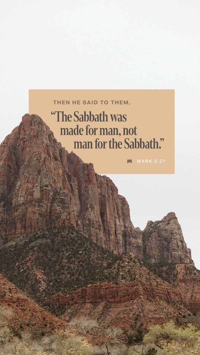 calebbetta's tweet image. Mark 2:27 NLT
[27] Then Jesus said to them, “The Sabbath was made to meet the needs of people, and not people to meet the requirements of the Sabbath. 

bible.com/bible/116/mrk.…