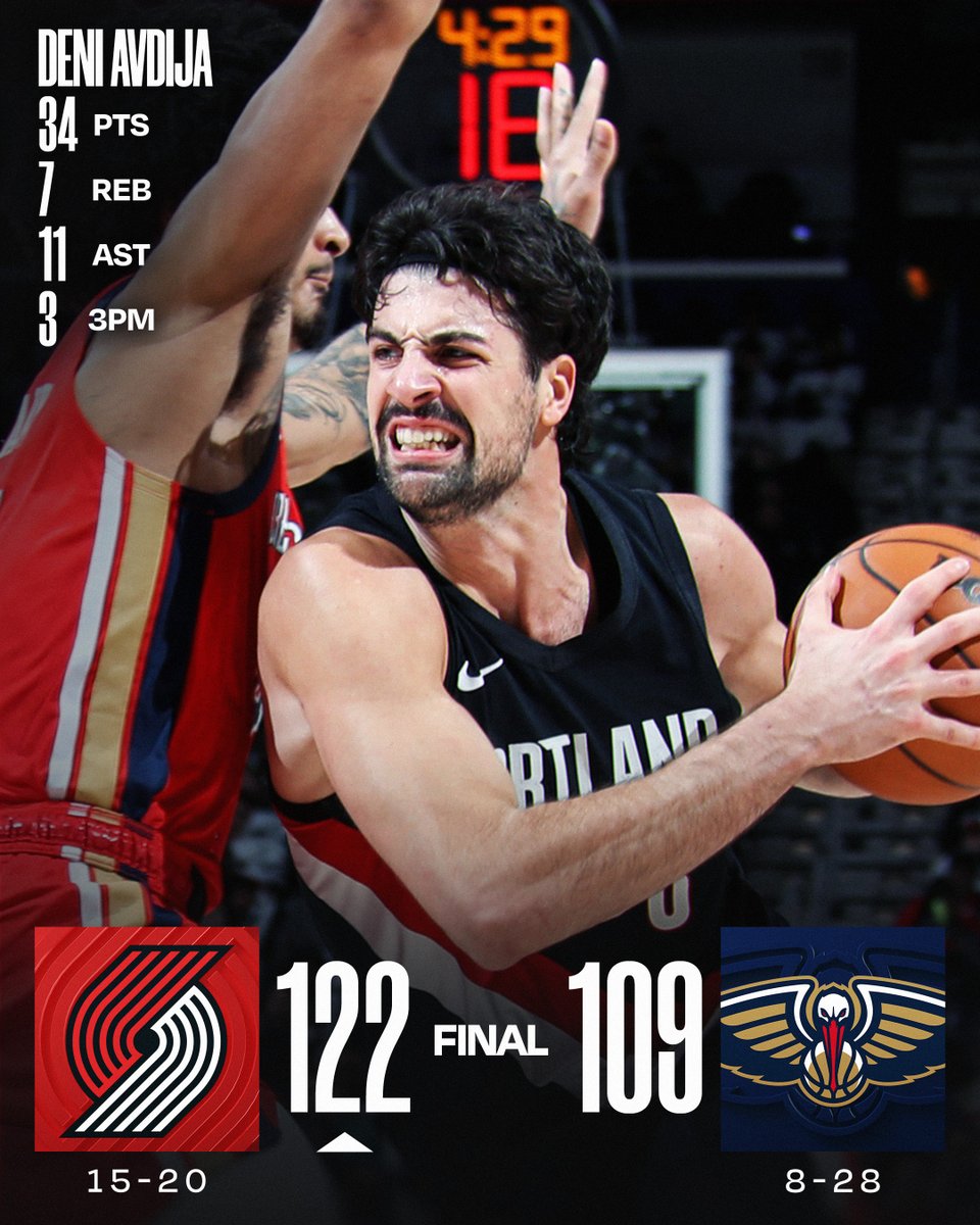 🏀 FRIDAY'S FINAL SCORES 🏀
Deni Avdija fills up the box score in the @trailblazers' victory!
Shaedon Sharpe: 23 PTS, 5 REB
Caleb Love: 22 PTS, 6 3PM
