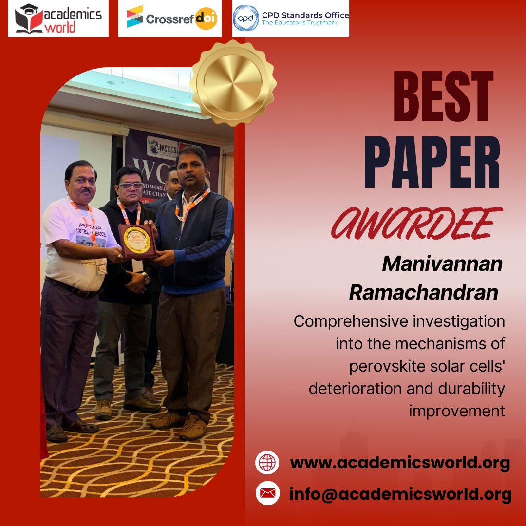 🏆 Best Paper Award | Dubai, UAE | 27 Dec 2025 🇦🇪Congratulations to Mr. Manivannan Ramachandran for receiving the Best Paper Award for his research paper.👏
🔗Vist: academicsworld.org/academicsworld…
Contact us: info@academicsworld.org 
 #ACADEMICSWORLD #BestPaperAward #DubaiConference2025