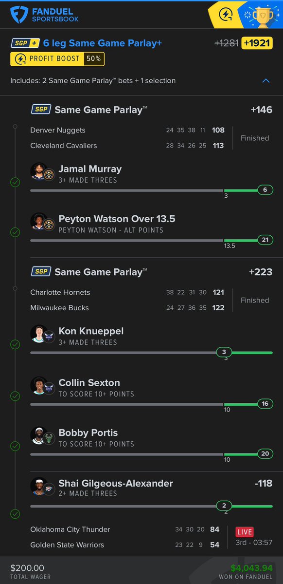 TheParlayPlug's tweet image. 🔌 New Year! NEW CASH! 🔥

✅$200 —&amp;gt; $4,044