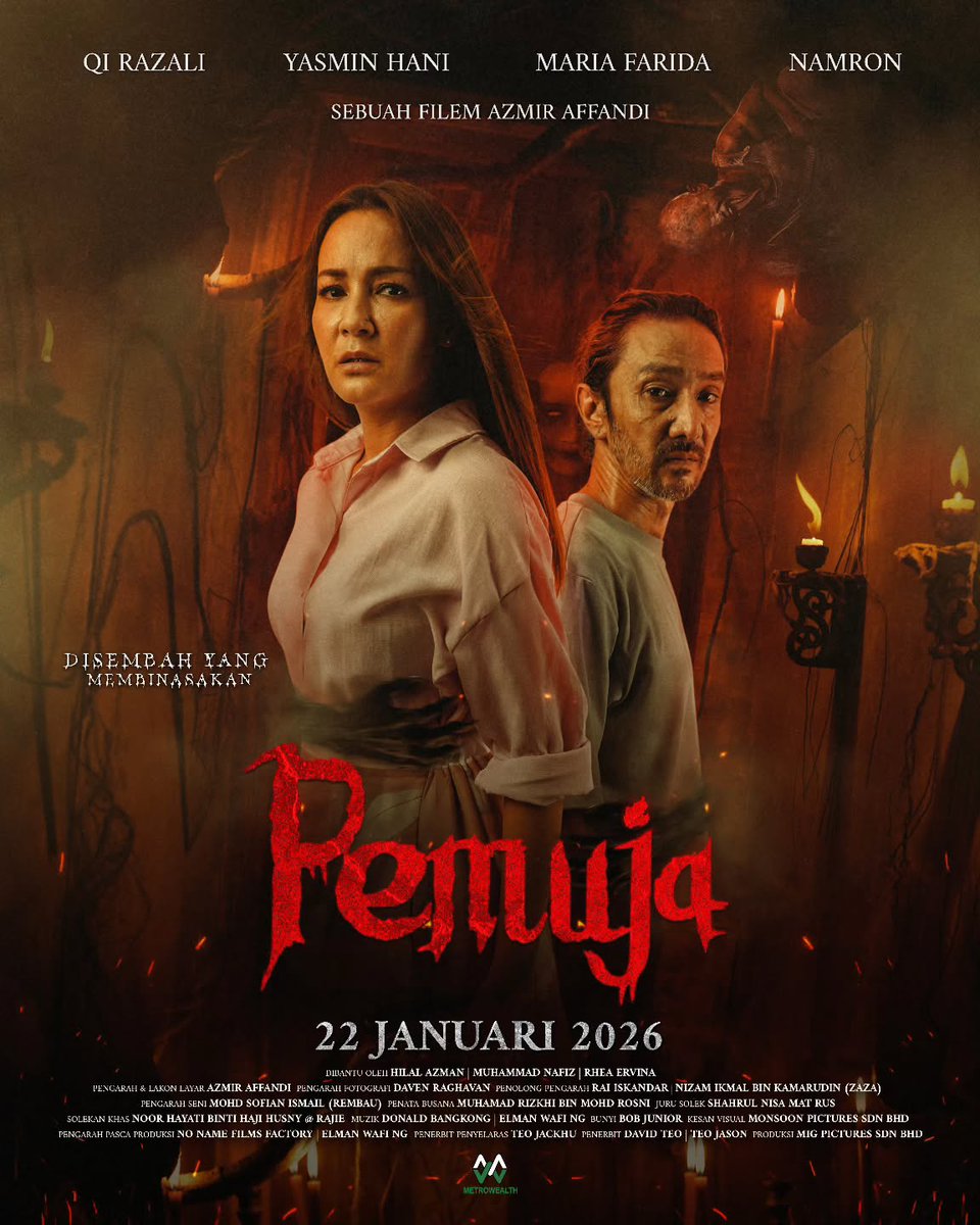 Filem ketiga tahun ini:

#Pemuja (semasa penggambaran guna tajuk Lakhus) di pawagam mulai 22 Jan 2026.

Arahan pertama &amp; lakon layar oleh Azmir Affandi. Sinematografi Daven R.

Klasifikasi 13 (Lulus Bersih). Tagline "Disembah yang membinasakan"

#Filem2026