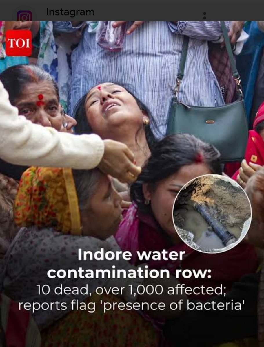 unaccc_'s tweet photo. Respected @PMOIndia @narendramodi @NitinNabin
@AmitShah @prahladspatel @ArunSinghbjp *"Indore Mayor's Office Allegedly Ignored Initial Complaint 75 days before, Potentially Resulting in 15th Casualty"*
"🚨 Water contamination crisis hits Indore!  " 15th October first Warning Ignored by Mayor office Staff ", At least 15 people have died and over 200 residents hospitalised after consuming contaminated drinking water in #Bhagirathpura. Early warnings ignored? A resident's complaint on Oct 15 went unheeded. Tests confirm bacteria "generally found in sewer water" in drinking water samples. 27+ hospitals treating patients, doctors working round the clock. Authorities scramble to control the situation. Chief Minister almost Everyday Visit @Indore , for What ? He simply Suspended @SwachhIndore officers , the Sources said, the Involvement of Political Corruption is 100% Responsible @IndoreCollector @iShankarLalwani @comindore @TOIIndoreNews
#IndoreWaterCrisis #WaterContamination @jitupatwari @BJP4MP @News18MP @GovernorMP @advpushyamitra