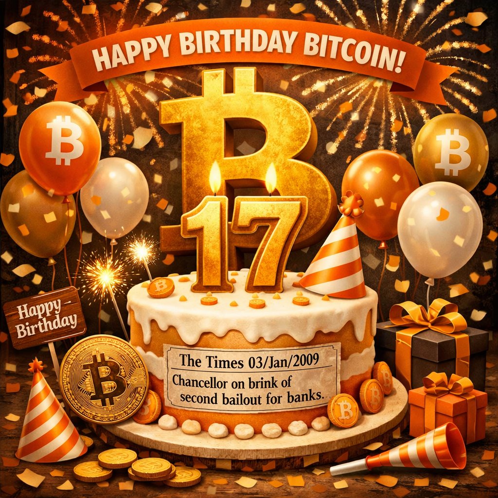 💫 On January 3, 2009, Satoshi Nakamoto mined the Genesis Block, marking  the birth of Bitcoin. Embedded in the first block: “The Times 03/Jan/2009  Chancellor on brink of second bailout for banks”
