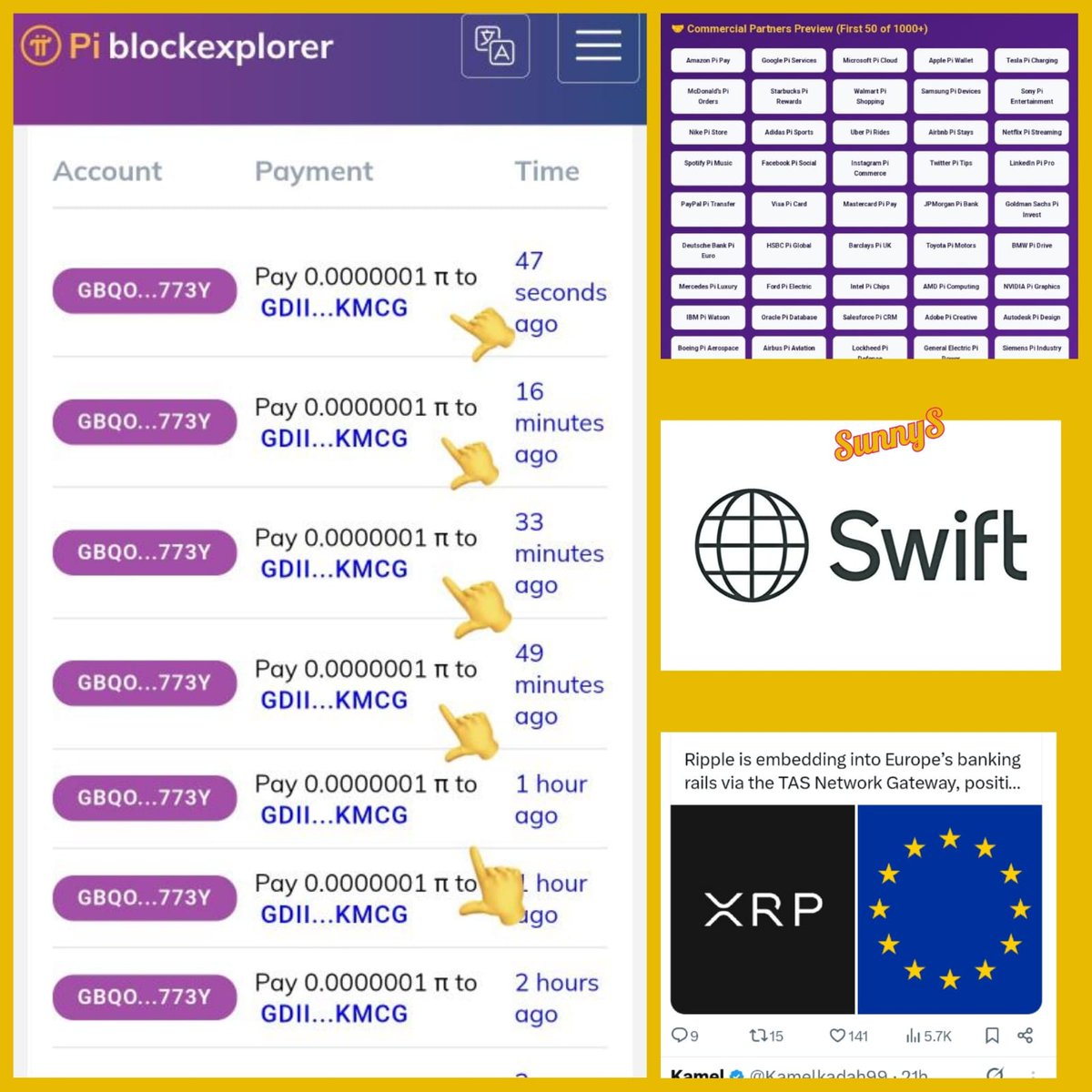 Pi Network • SWIFT采用基于区块链的共享账本Pi 已经运行在SCP 系统上（速度快、安全、节能）。 数百万真实用户•  应用和合作关系即将推出•