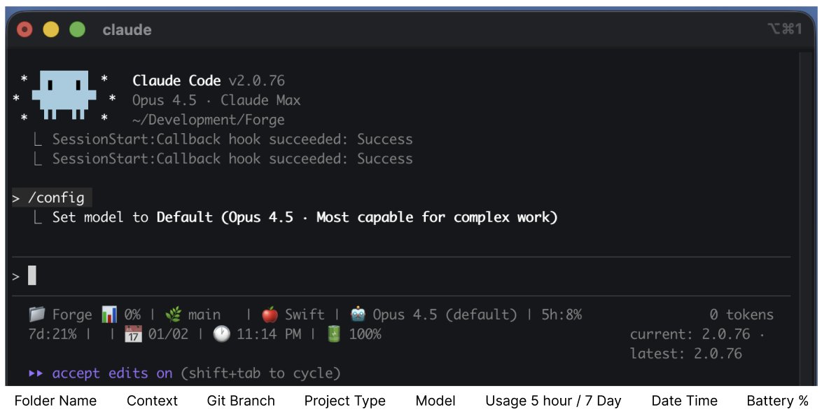 Loving my claude code status bar, figured out how to get the 5 hour and 7 day usage and a few more things like context %.
