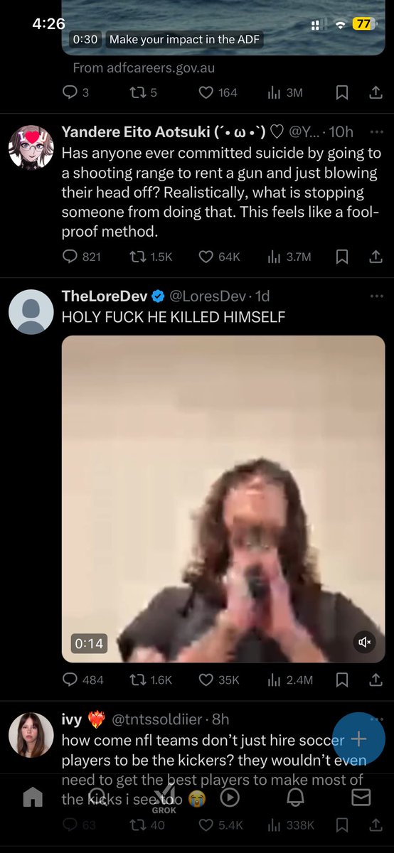 DamonTerangi's tweet photo. @YandereEito Not a shooting range but what are the odd of this post about blowing your head off and than this video on the bottom of someone blowing there head off https://t.co/Yr2lSs0ZbQ