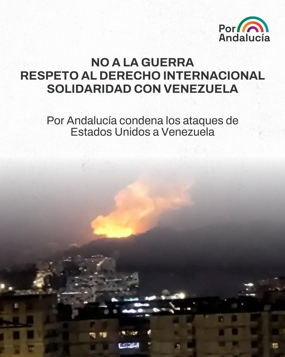 Una vez más, Estados Unidos demuestra un desprecio absoluto por la legalidad internacional y la soberanía de los estados. Desde Por Andalucía condenamos esta agresión.