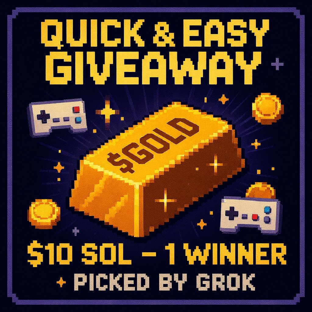GoldOnSol1's tweet image. ⚡ Quick &amp;amp; Easy GIVEAWAY ⚡

⏳ Ends in 12 hours
💰 1 winner — $10 worth of SOL
🤖 Picked by Grok

How to enter: 
1️⃣ Join our X Community
👉 x.com/i/communities/…
2️⃣ Like &amp;amp; Repost
3️⃣ Reply with your SOL address

Simple steps.
Fair pick. Real reward.
Good luck 💛⛏️