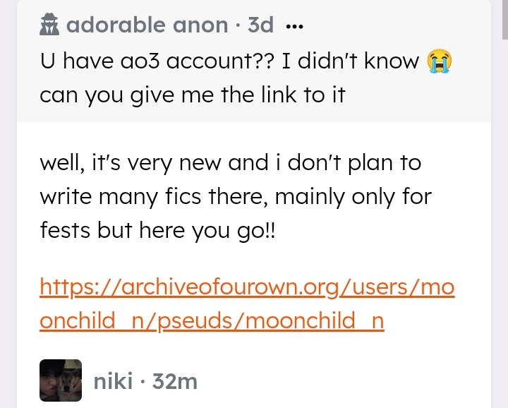 ynbfic's tweet image. welcome moonchild_n on ao3