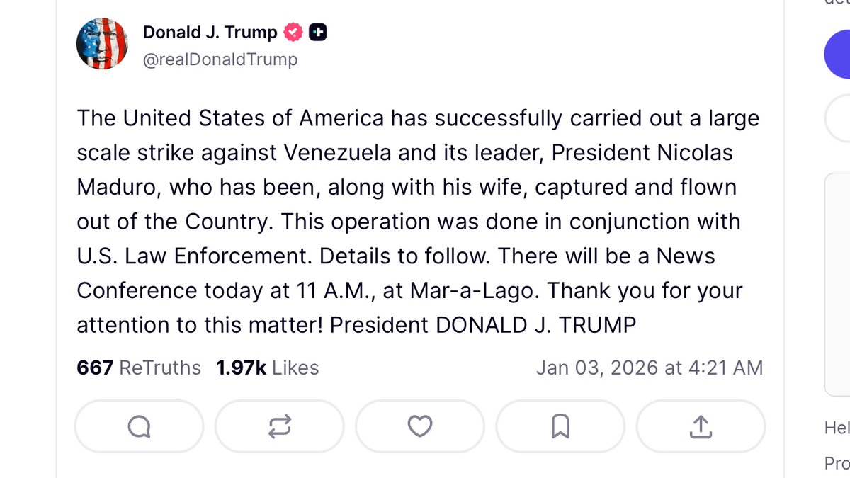Trump sostuvo que la operación se llevó a cabo en coordinación con agencias de "ley y orden" de Estados Unidos y no como una acción militar clásica contra un Estado soberano. Según esta versión, el objetivo principal no fue abrir un conflicto armado, sino ejecutar una orden de